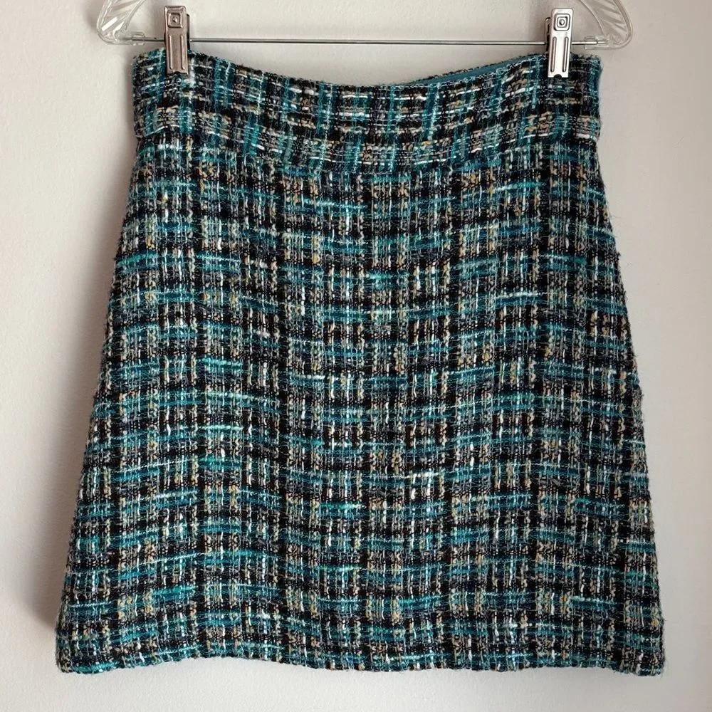 kate spade wool blend Blue navy Tweed A-Line Skirt Women’s size 6 EUC lined prep